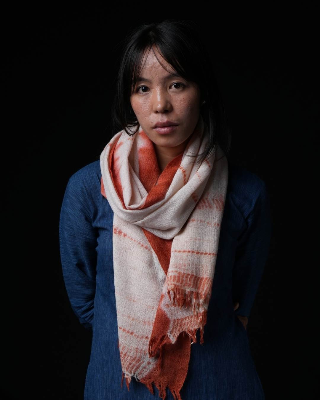Ri Bong Tie Dyed Plain Stole (Design E) - Madder (Red)