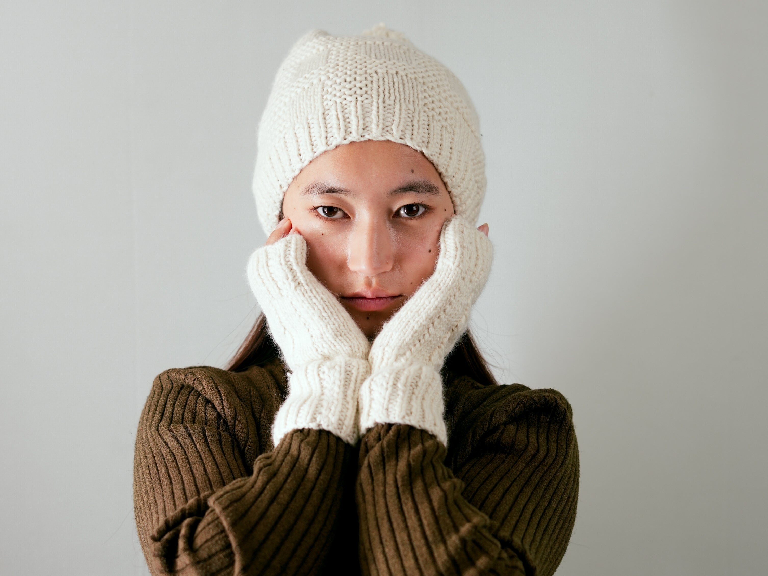 Hand Knitted Angora Mitten