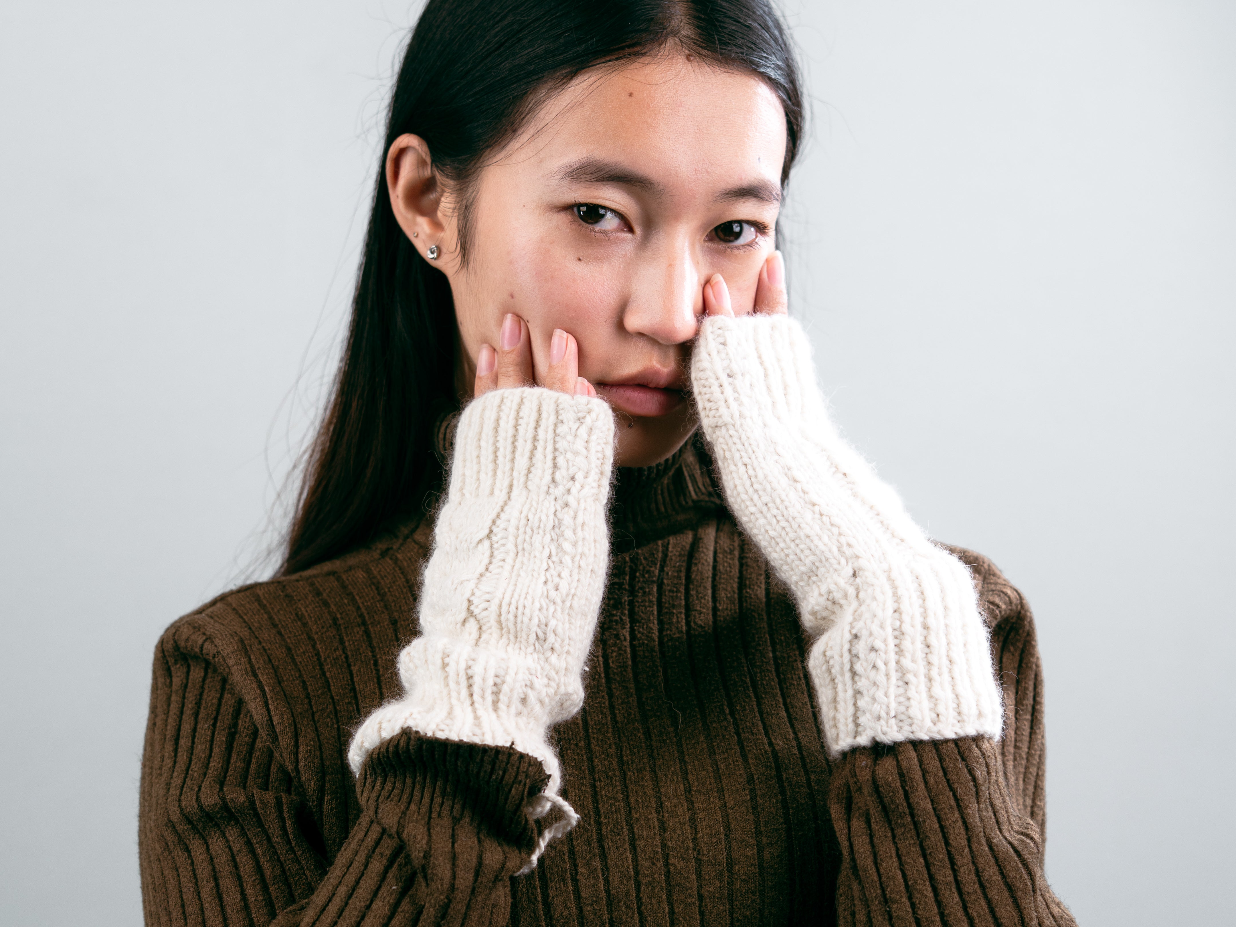 Hand Knitted Angora Mitten