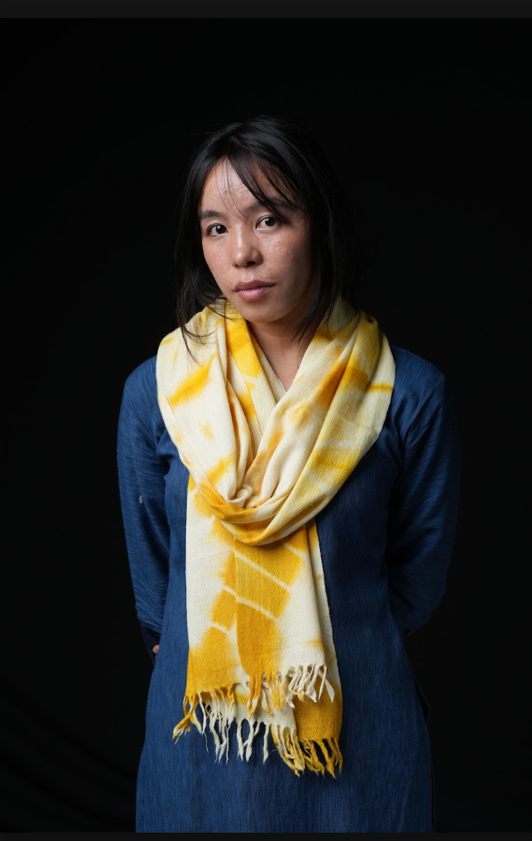 Ri Bong Tie Dyed Plain Stole (Design D) - Turmeric (Yellow)