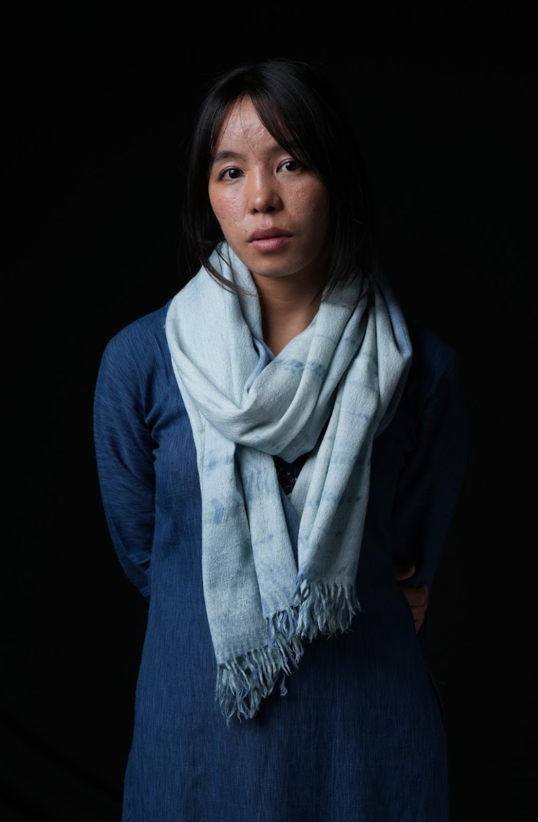 Ri Bong Tie Dyed Plain Stole (Design E) - Indigo (Blue)