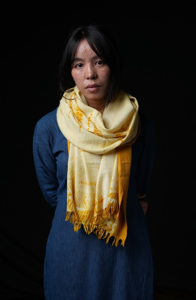 Ri Bong Tie Dyed Plain Stole (Design E) - Turmeric (Yellow)