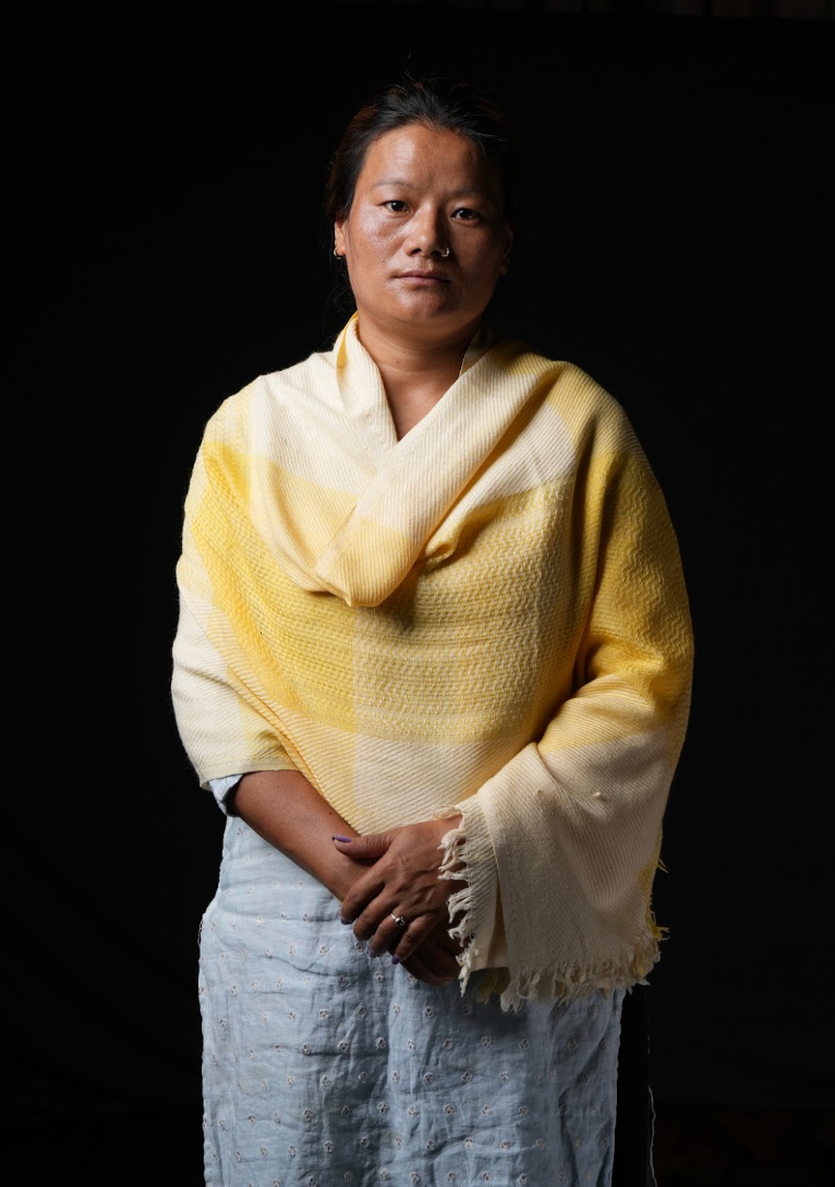 Ri Bong Checks Straight Twill Stole - Turmeric