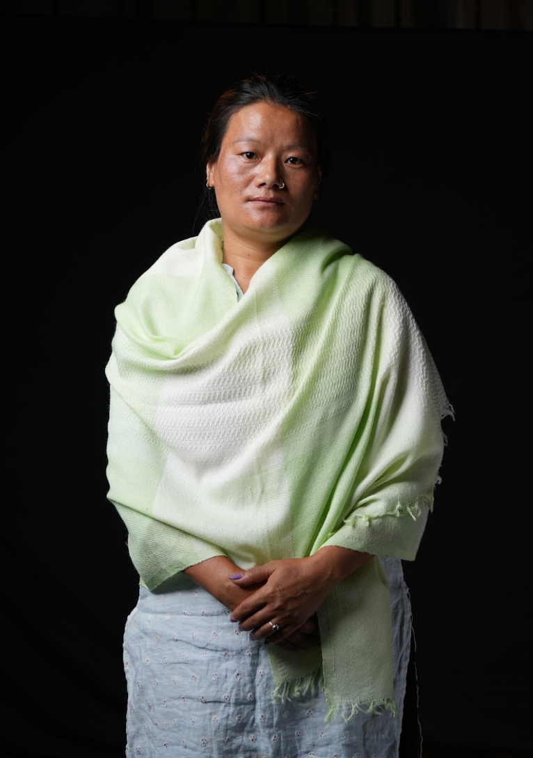 Ri Bong Checks Straight Twill Stole - Mulberry (Green)