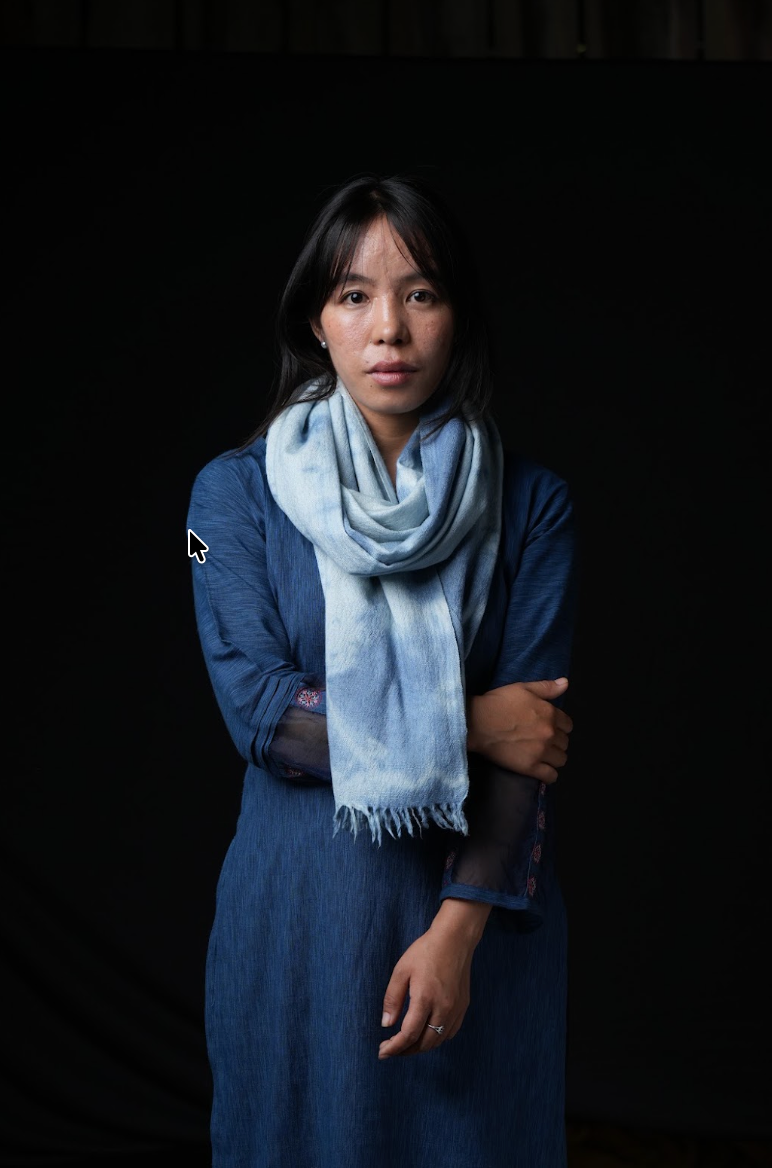 Ri Bong Tie Dyed Plain Stole (Design C) - Indigo (Blue)