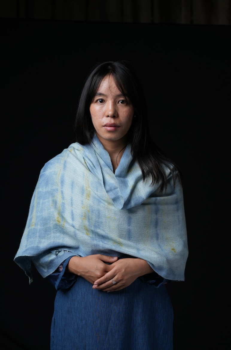 Ri Bong Tie Dyed Plain Stole (Design B) - Indigo (Blue)