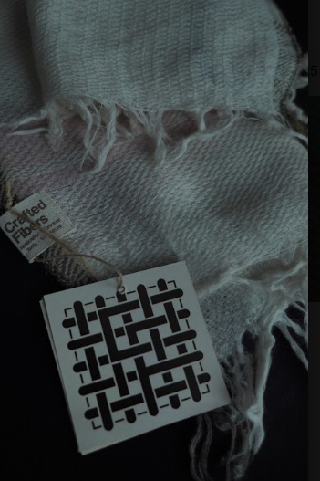 Ri Bong Fishnet Border Stripe Stole - White