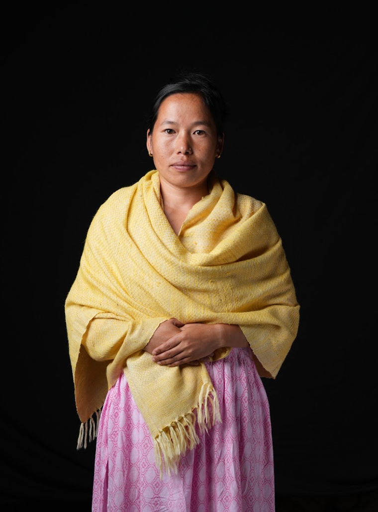 Dar Gos Chevron Plain Stole - Turmeric (Yellow)