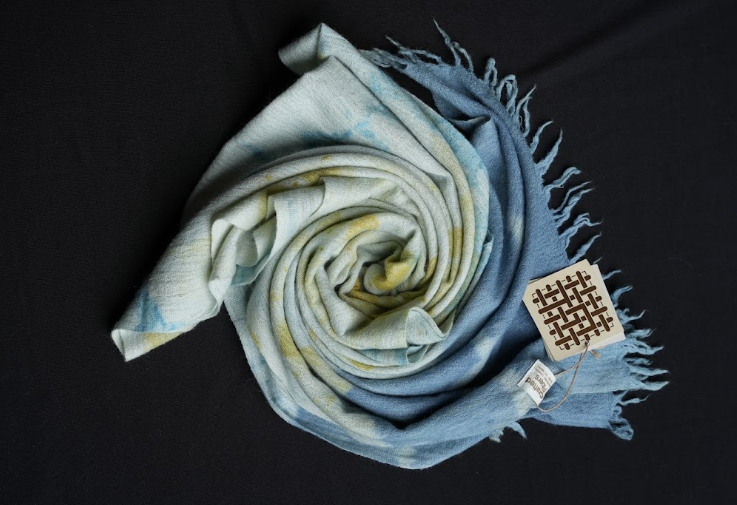 Ri Bong Tie Dyed Plain Stole (Design A) - Indigo (Blue)
