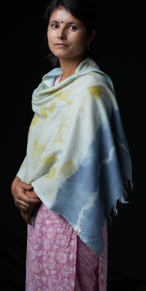 Ri Bong Tie Dyed Plain Stole (Design A) - Indigo (Blue)