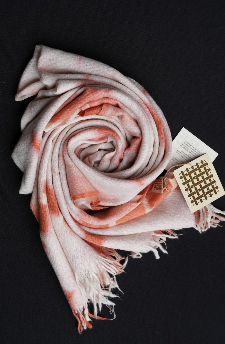 Ri Bong Tie Dyed Plain Stole (Design D) - Madder (Red)