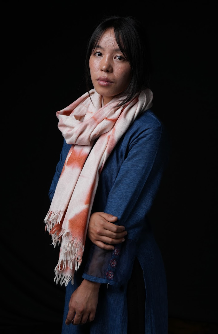 Ri Bong Tie Dyed Plain Stole (Design D) - Madder (Red)