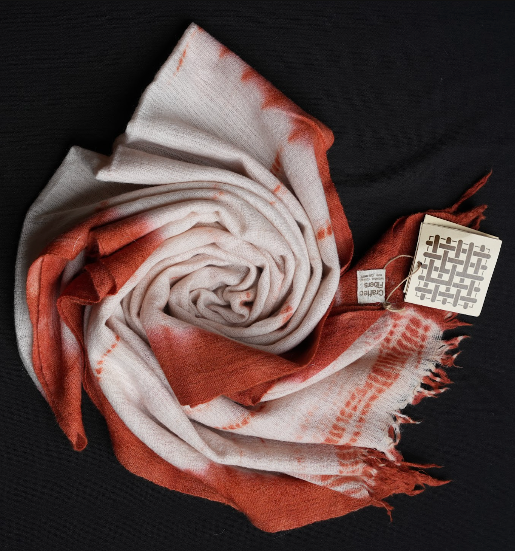 Ri Bong Tie Dyed Plain Stole (Design E) - Madder (Red)