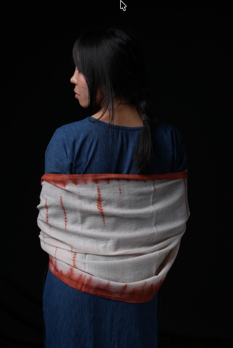 Ri Bong Tie Dyed Plain Stole (Design E) - Madder (Red)
