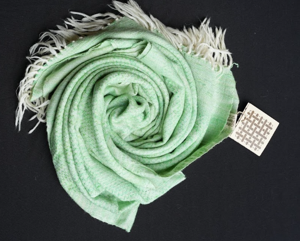 Dar Gos Chevron Plain Stole - Mulberry (Green)