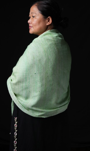 Dar Gos Chevron Plain Stole - Mulberry (Green)
