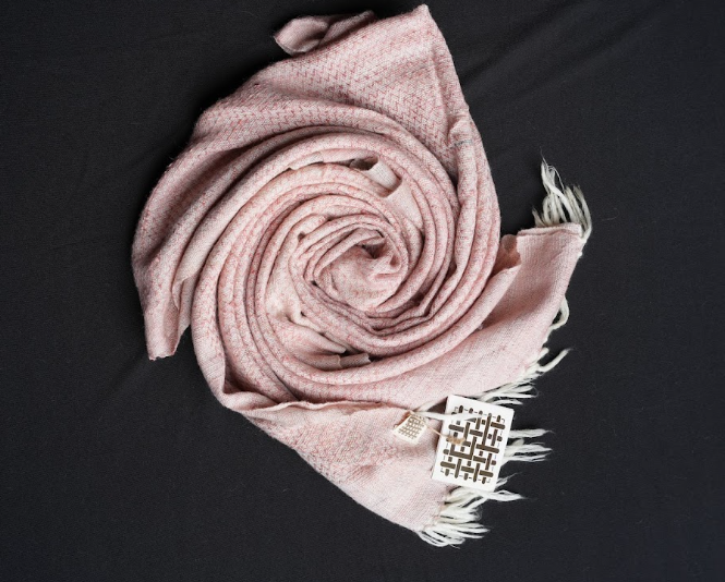 Dar Gos Chevron Plain Stole - Lac & Pomegranate (Red)