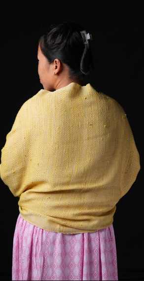 Dar Gos Chevron Plain Stole - Turmeric (Yellow)