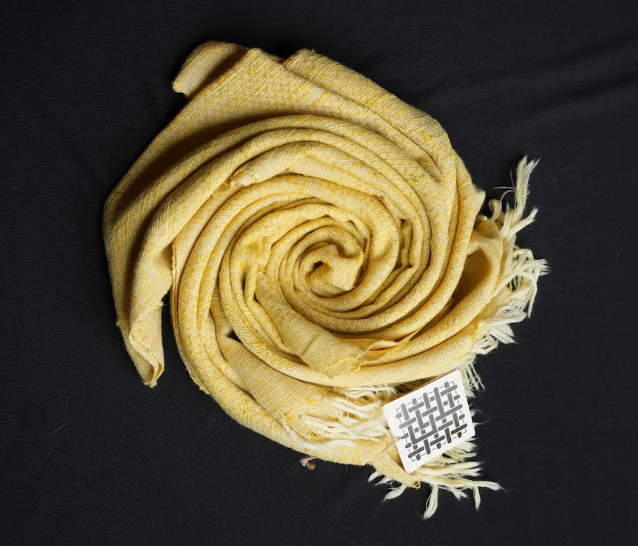 Dar Gos Chevron Plain Stole - Turmeric (Yellow)