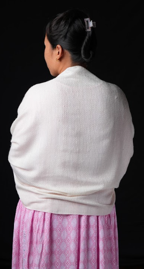 Dar Gos Chevron Plain Stole - White