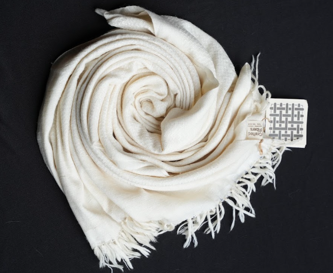Dar Gos Chevron Plain Stole - White