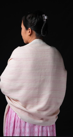 Ri Bong Chevron Stripe Stole - Mix Dyed (Madder)
