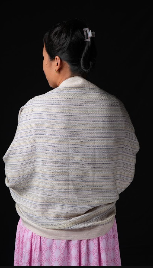 Ri Bong Chevron Stripe Stole - Mix Dyed (Indigo)