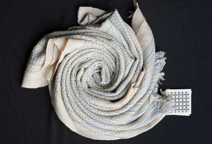 Ri Bong Chevron Stripe Stole - Mix Dyed (Indigo)