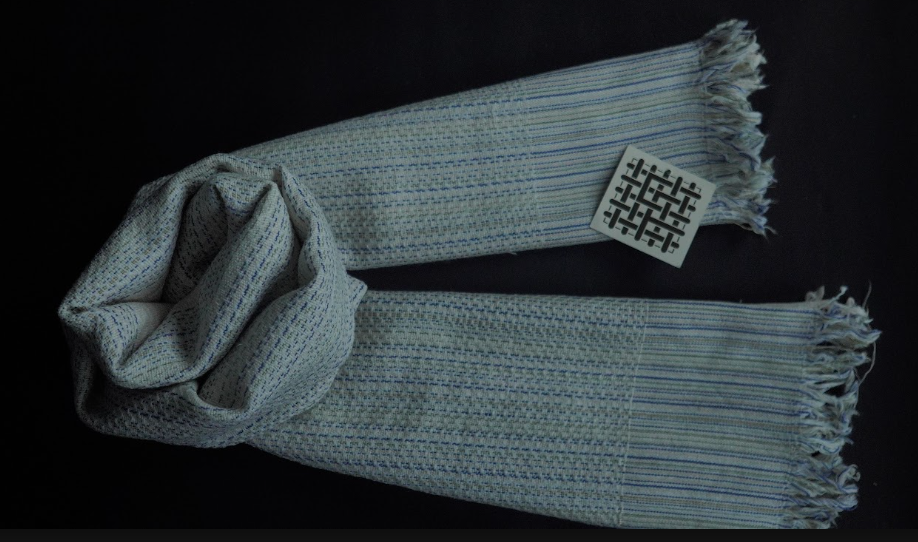Ri Bong Chevron Stripe Stole - Mix Dyed (Indigo)