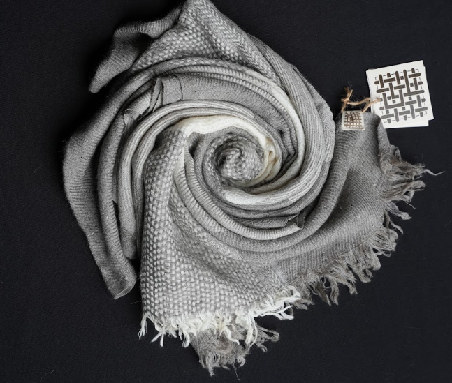 Ri Bong Checks Straight Twill Stole - Grey