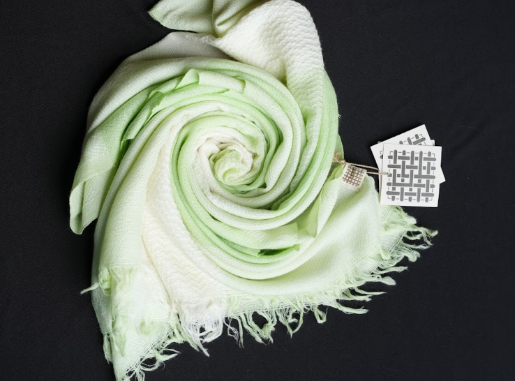Ri Bong Checks Straight Twill Stole - Mulberry (Green)