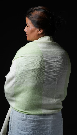Ri Bong Checks Straight Twill Stole - Mulberry (Green)