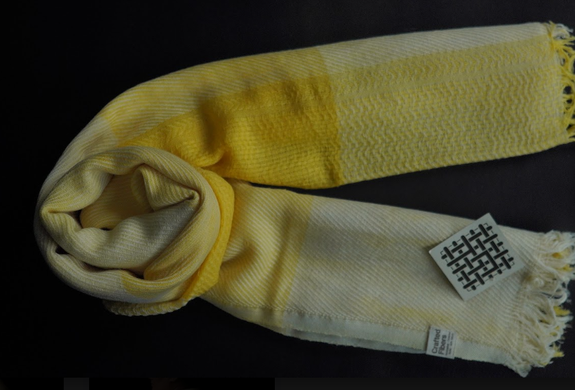 Ri Bong Checks Straight Twill Stole - Turmeric