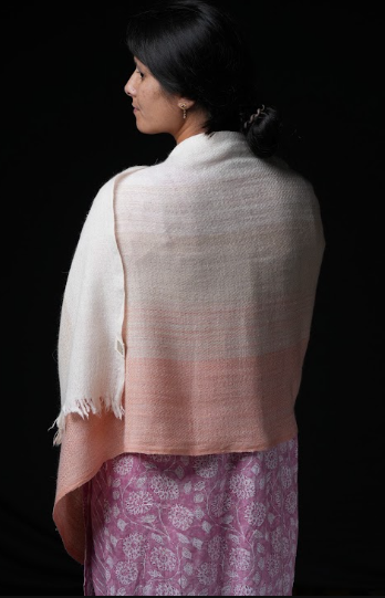 Ri Bong Mixed Dyed Herringbone Stole - Madder (Red)