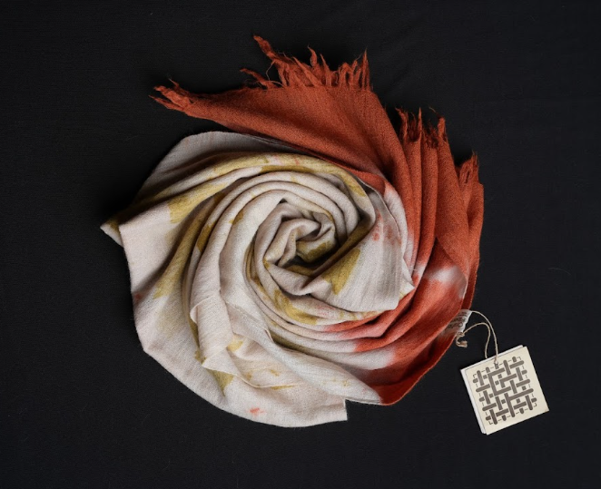Ri Bong Tie Dyed Plain Stole (Design A) - Madder (Red)