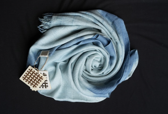 Ri Bong Tie Dyed Plain Stole (Design E) - Indigo (Blue)