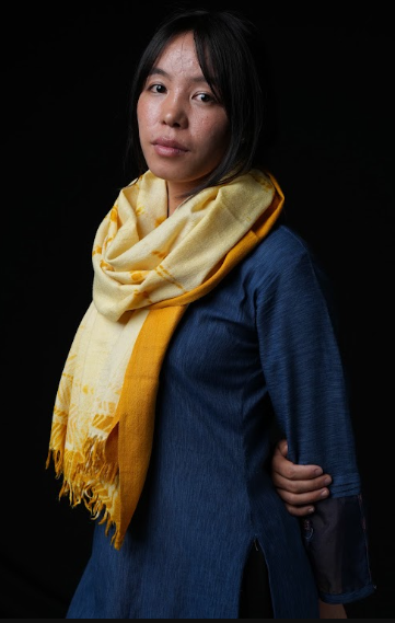 Ri Bong Tie Dyed Plain Stole (Design E) - Turmeric (Yellow)