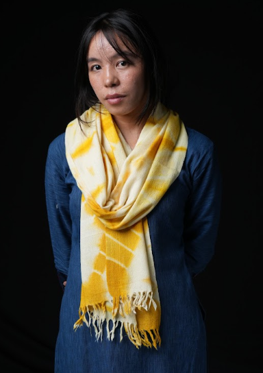 Ri Bong Tie Dyed Plain Stole (Design D) - Turmeric (Yellow)
