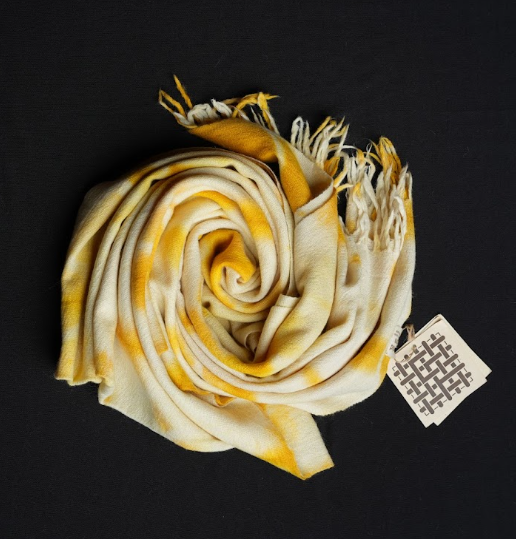 Ri Bong Tie Dyed Plain Stole (Design D) - Turmeric (Yellow)