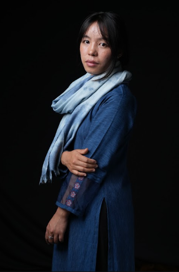 Ri Bong Tie Dyed Plain Stole (Design C) - Indigo (Blue)