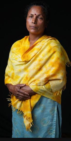 Ri Bong Tie Dyed Plain Stole (Design B) - Turmeric (Yellow)