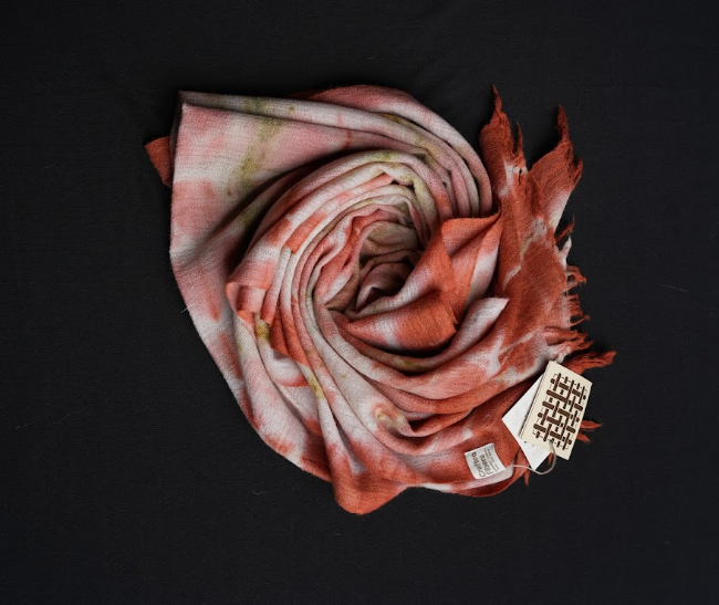 Ri Bong Tie Dyed Plain Stole (Design B) - Madder (Red)
