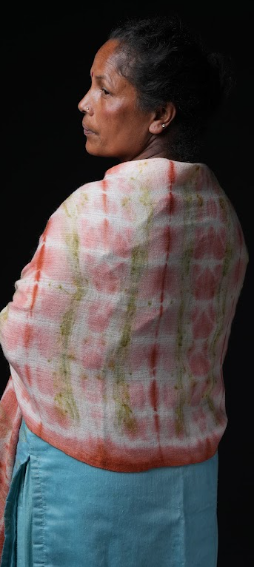 Ri Bong Tie Dyed Plain Stole (Design B) - Madder (Red)