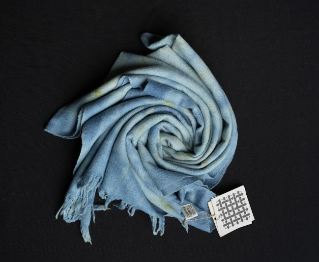 Ri Bong Tie Dyed Plain Stole (Design B) - Indigo (Blue)