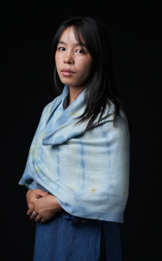 Ri Bong Tie Dyed Plain Stole (Design B) - Indigo (Blue)